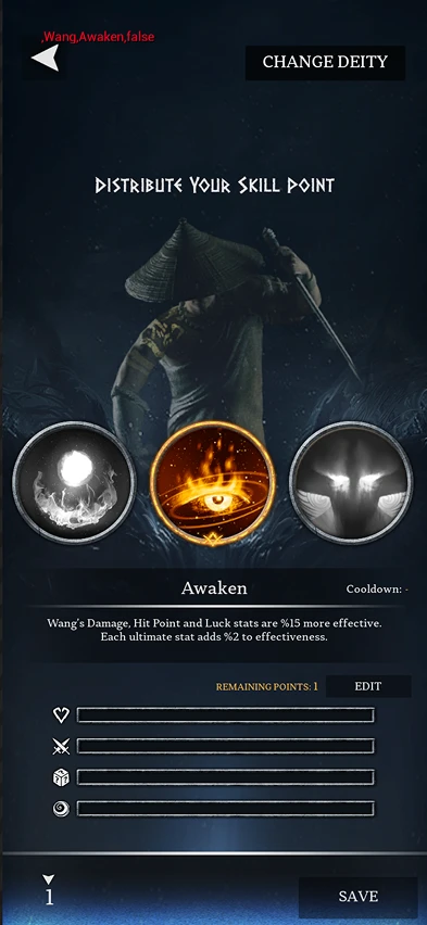 Ability selection for the chosen team