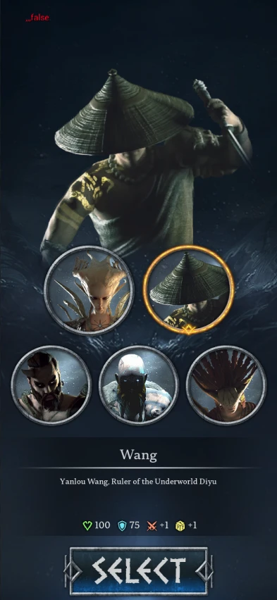 Character selection with a roster of fantasy fighters