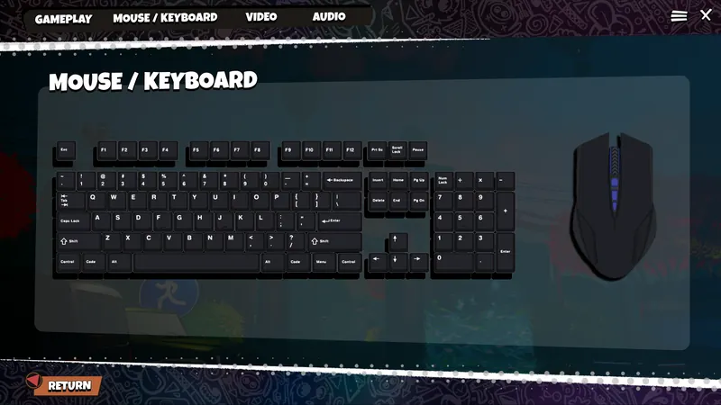 Mouse and keyboard settings screen