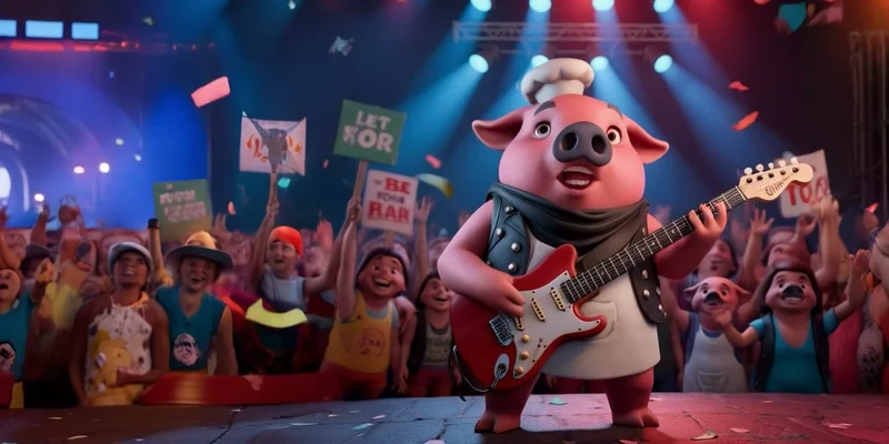 Piggy takes the stage in a musical character performance.