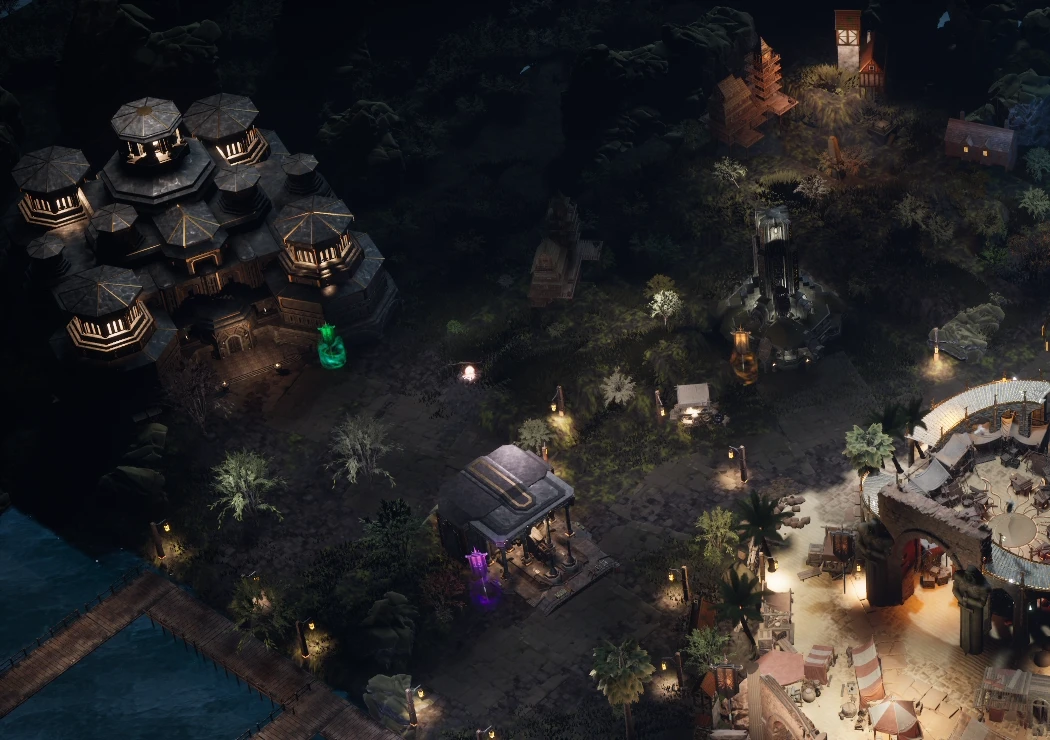 Temple domes, forest paths and glowing portals in Nexus