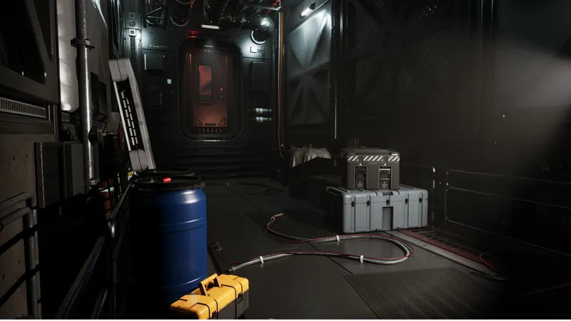A storage bay with barrels and cases